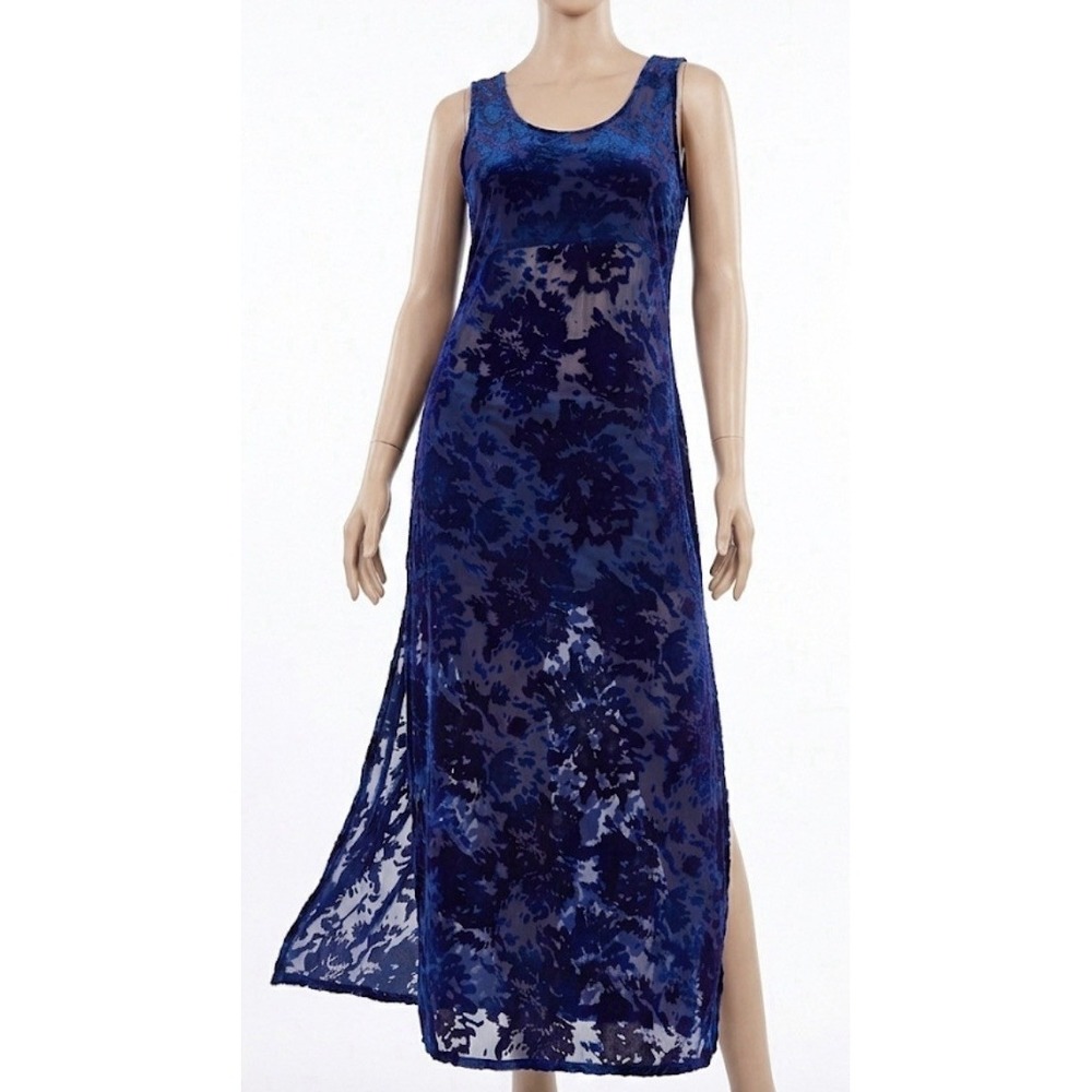 Tropical Tantrum Silk Velvet Maxi Dress XL Whimsigoth Fairy Witchy Sheer Boho